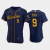 milwaukee brewers 9 manny pina alternate team navy jersey jersey