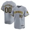 milwaukee brewers away limited custom men jersey gray