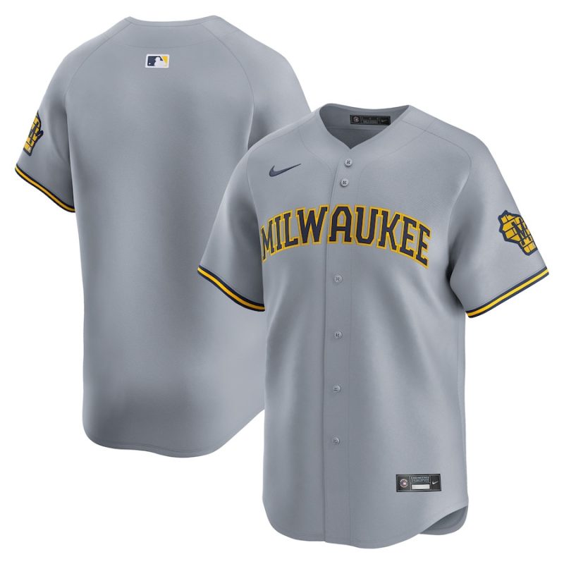 milwaukee brewers away limited men jersey gray