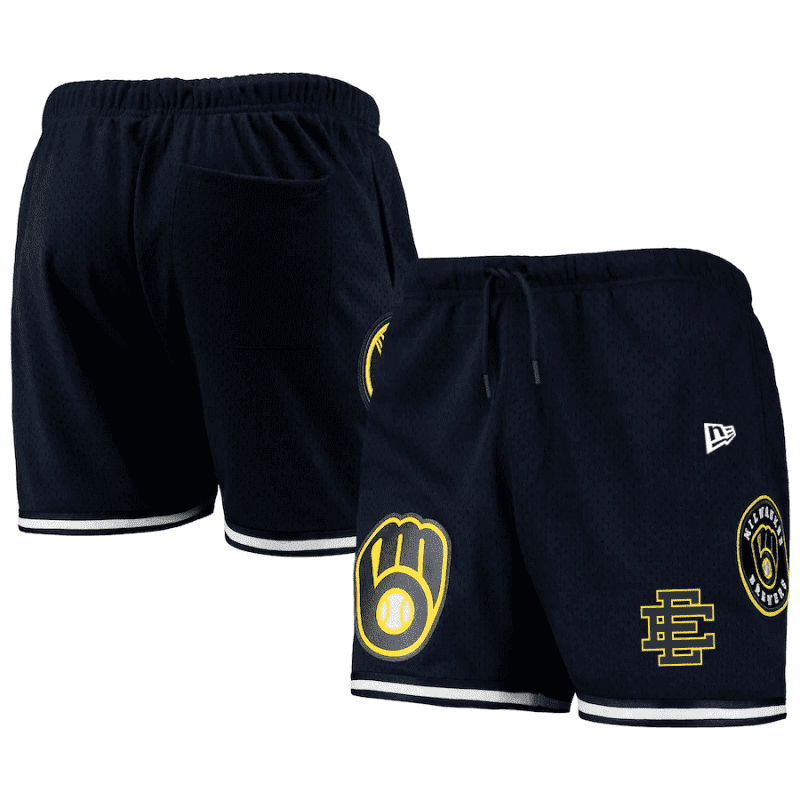 milwaukee brewers team standard logo mesh shorts navy