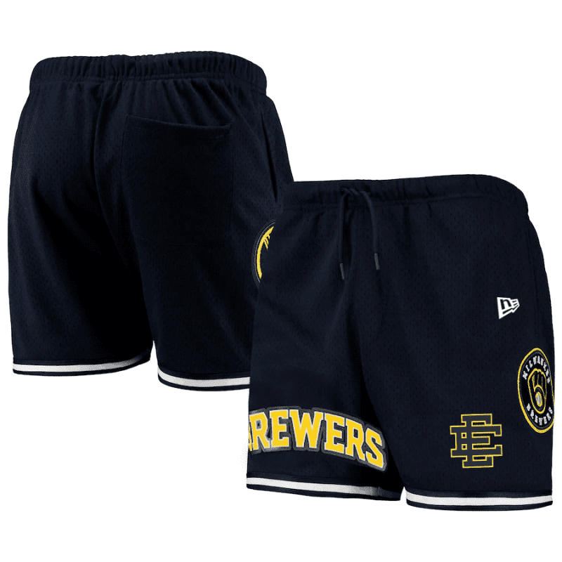 milwaukee brewers team standard men mesh shorts navy