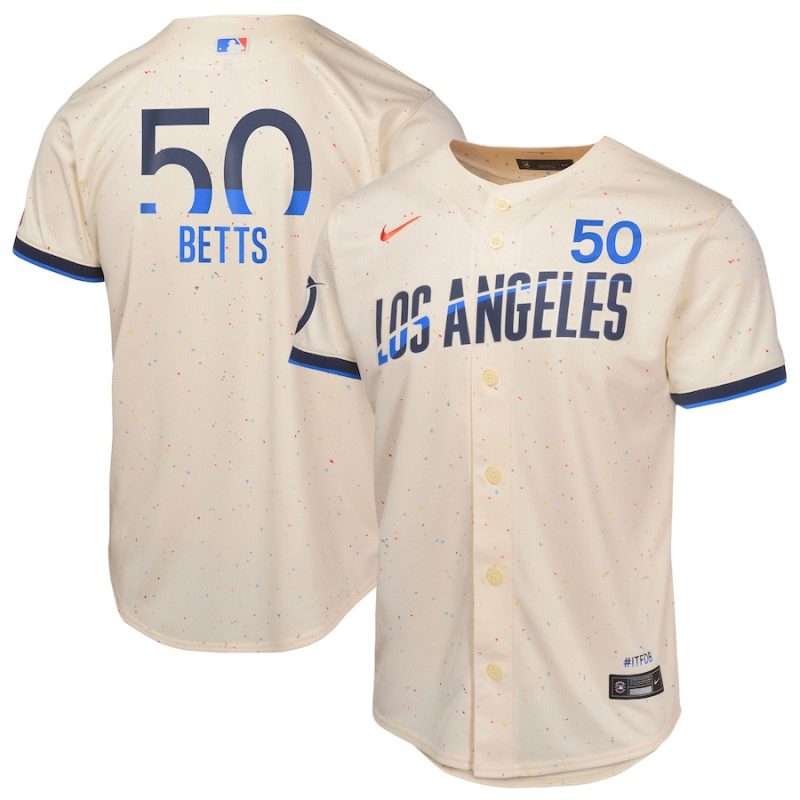 mookie betts 50 los angeles dodgers 2024 city connect limited youth jersey cream