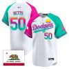 mookie betts 50 los angeles dodgers 2024 los angeles city style california republic patch men jersey alternate