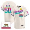 mookie betts 50 los angeles dodgers 2024 los angeles city style california republic patch men jersey cream