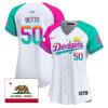 mookie betts 50 los angeles dodgers 2024 los angeles city style california republic patch women jersey alternate