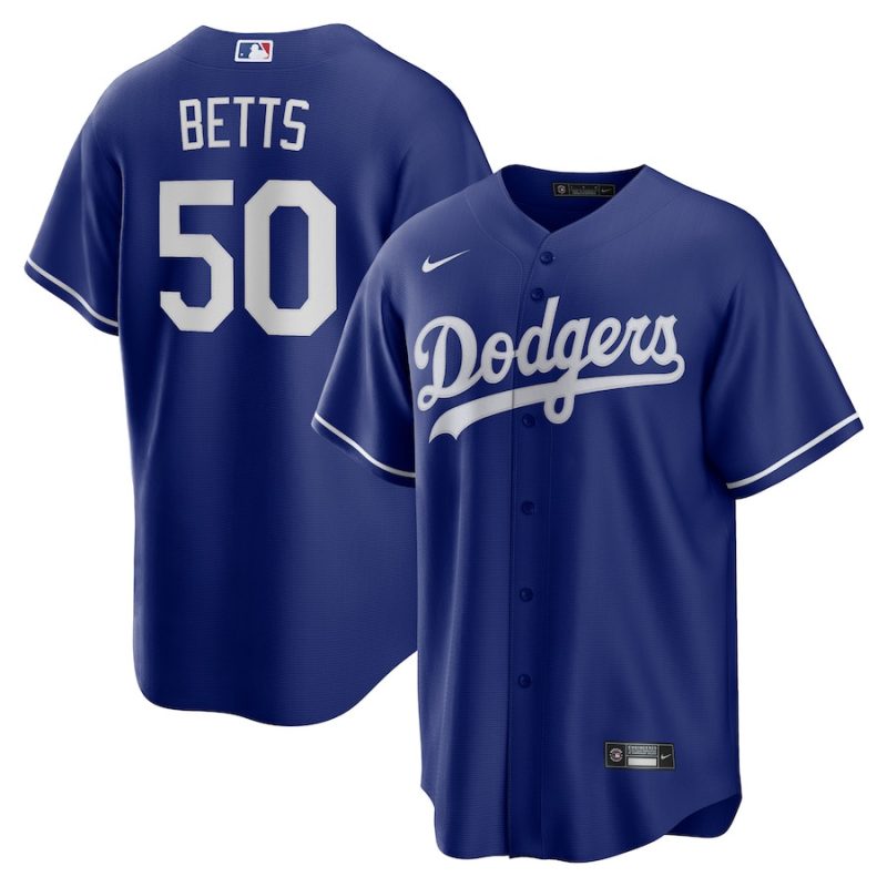 mookie betts 50 los angeles dodgers alternate men jersey royal