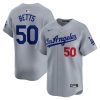 mookie betts 50 los angeles dodgers away limited player men jersey gray