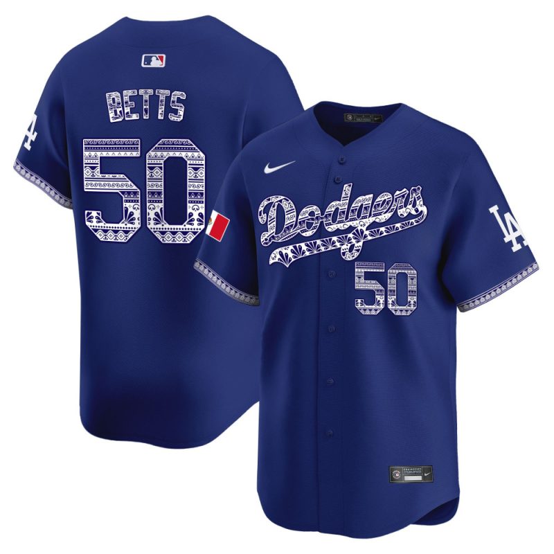 mookie betts 50 los angeles dodgers mexico men jersey royal