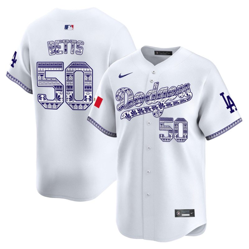 mookie betts 50 los angeles dodgers mexico men jersey white