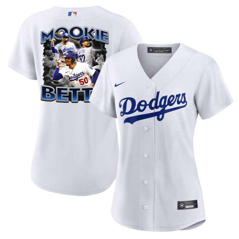 mookie betts 50 los angeles dodgers posture 2023 home player women jersey white