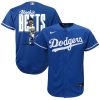 mookie betts 50 los angeles dodgers signed cartoon 2023 alternate player youth jersey royal