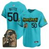 mookie betts 50 los angeles dodgers snoop dogg men jersey aqua