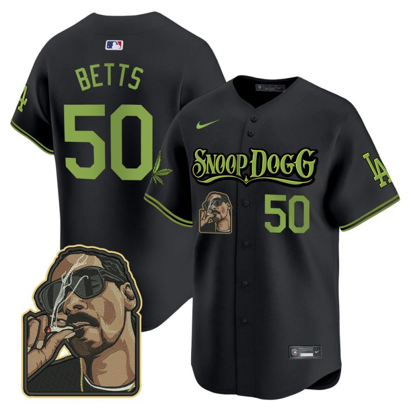 mookie betts 50 los angeles dodgers snoop dogg men jersey black