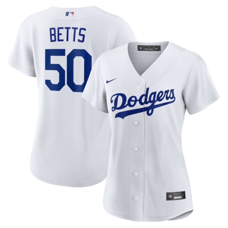 mookie betts 50 los angeles dodgers womens home player jersey white