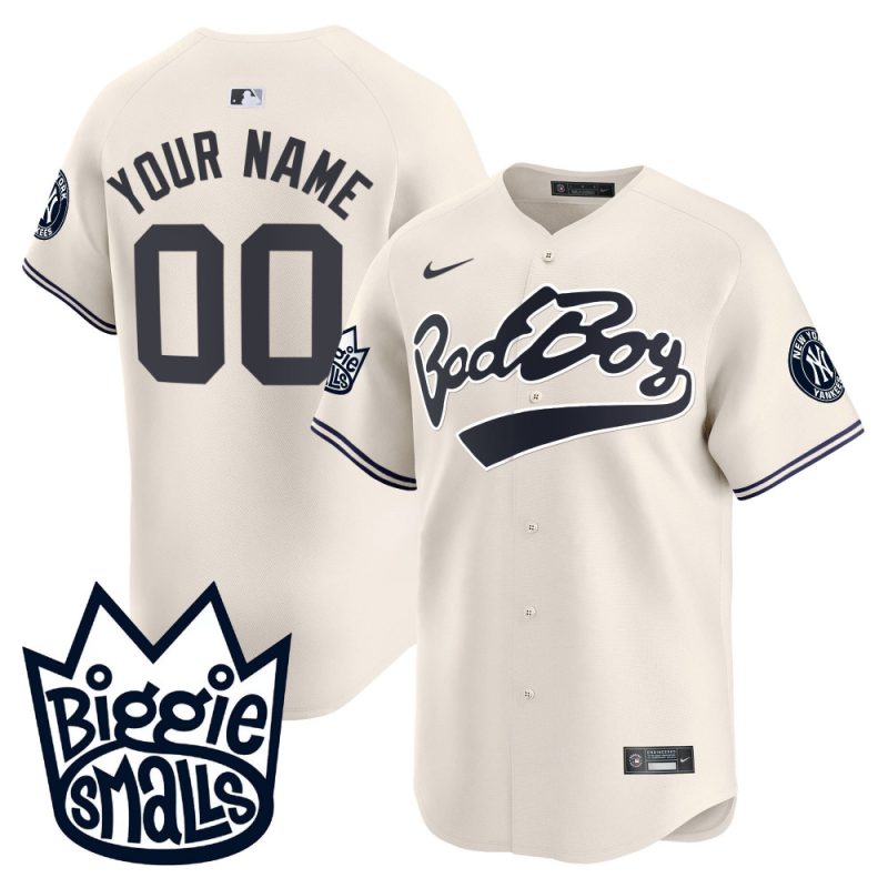 new york yankees biggie smalls custom men jersey cream