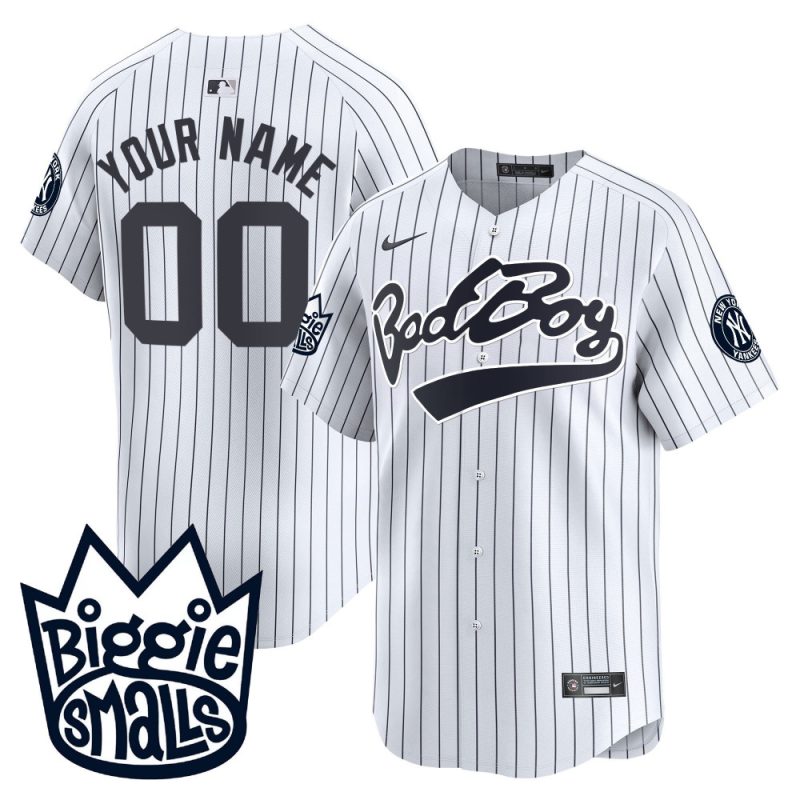 new york yankees biggie smalls custom men jersey white