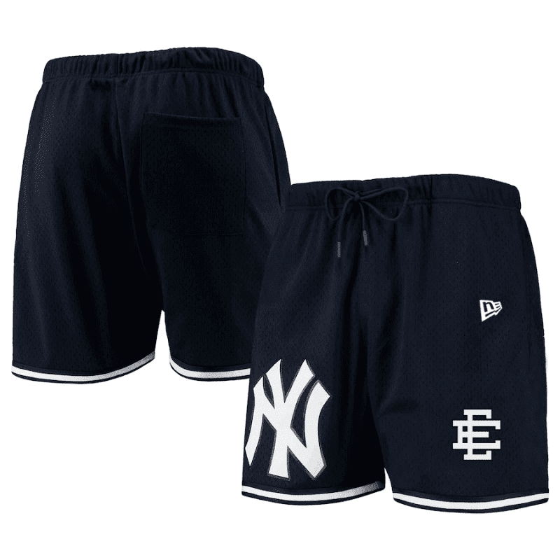 new york yankees team standard logo mesh shorts navy