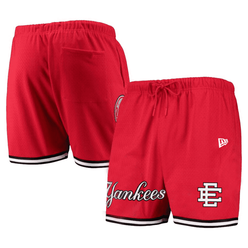 new york yankees team standard men mesh shorts red