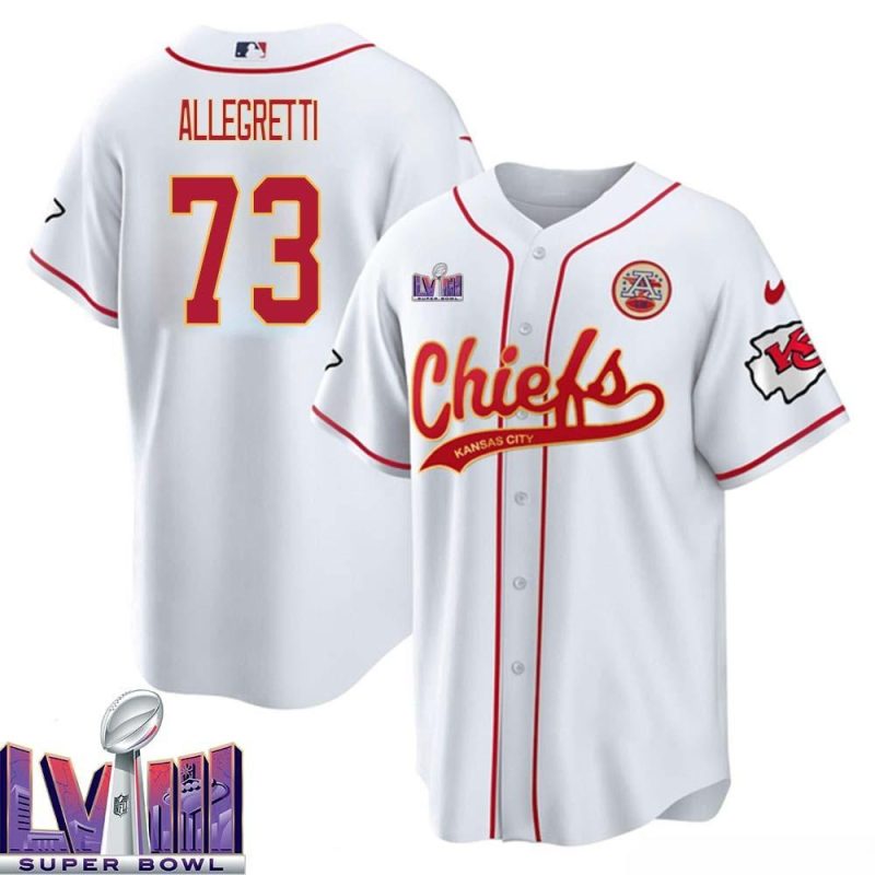 nick allegretti 73 kansas city chiefs super bowl lviii baseball men jersey white