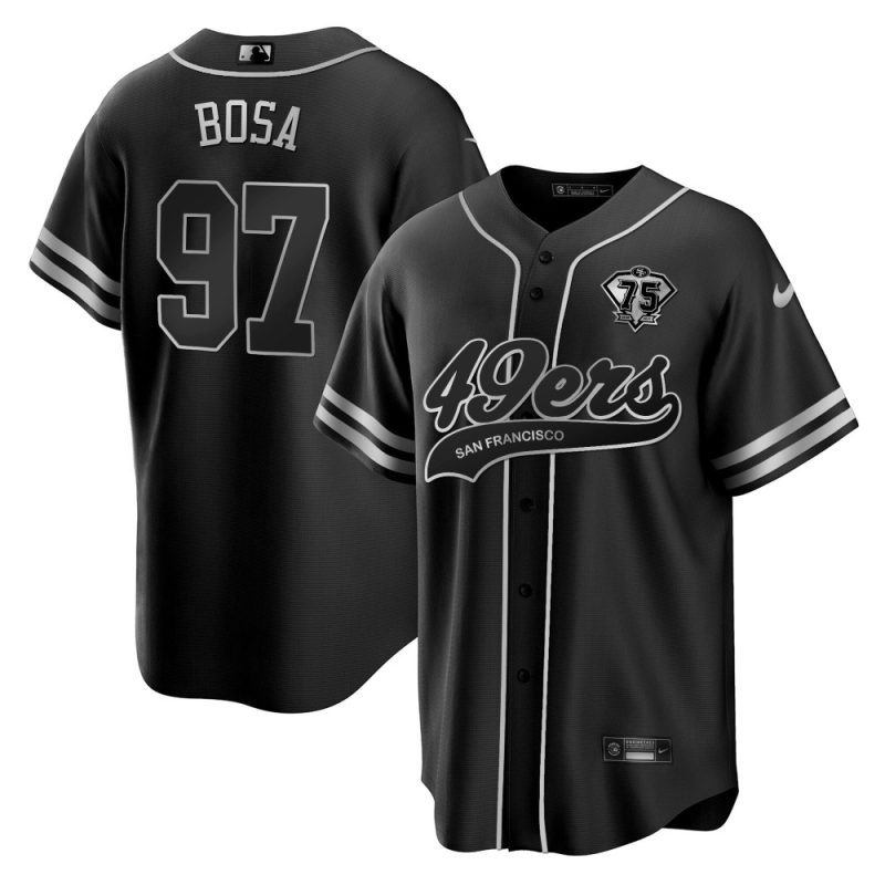 nick bosa 97 san francisco 49ers baseball men jersey black silver