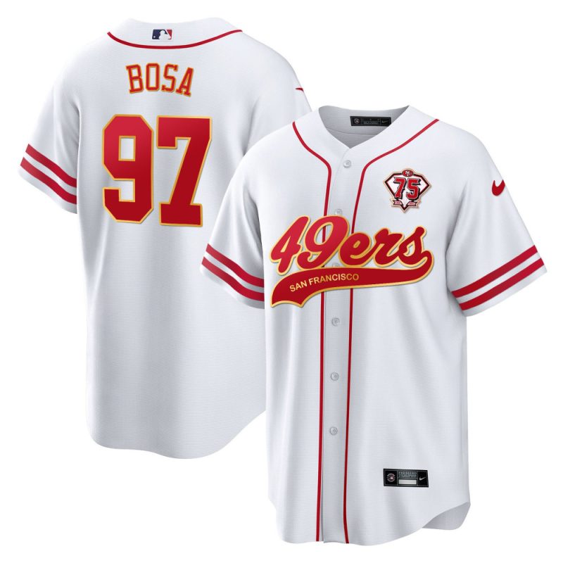 nick bosa 97 san francisco 49ers baseball men jersey white