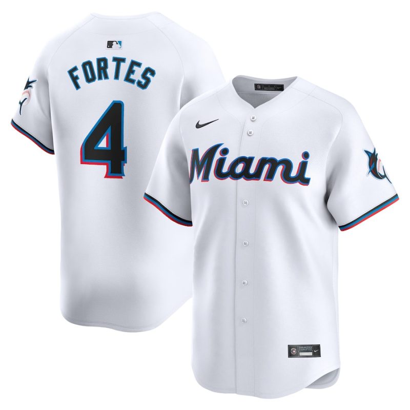 nick fortes 4 miami marlins home limited player men jersey white