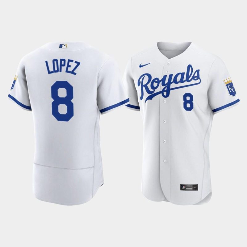 nicky lopez 8 kansas city royals mens 2022 home jersey white jersey