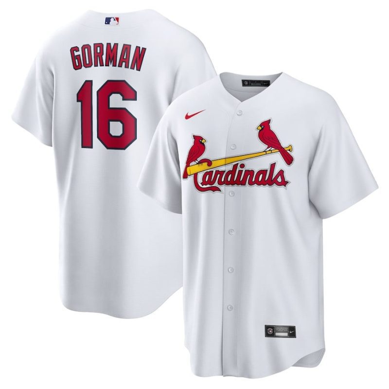 nolan gorman st 16 louis cardinals home men jersey white