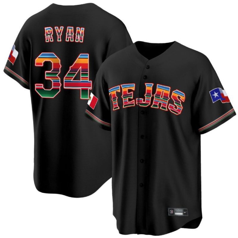 nolan ryan 34 texas rangers mexican collection baseball men jersey black