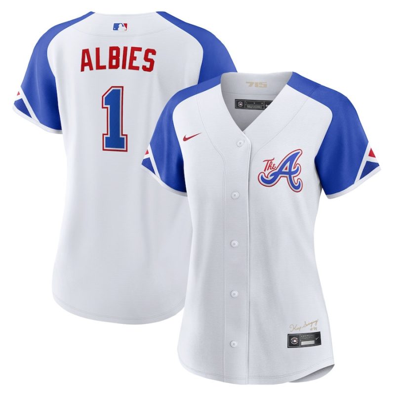 ozzie albies 1 atlanta braves 2023 city connect women jersey white