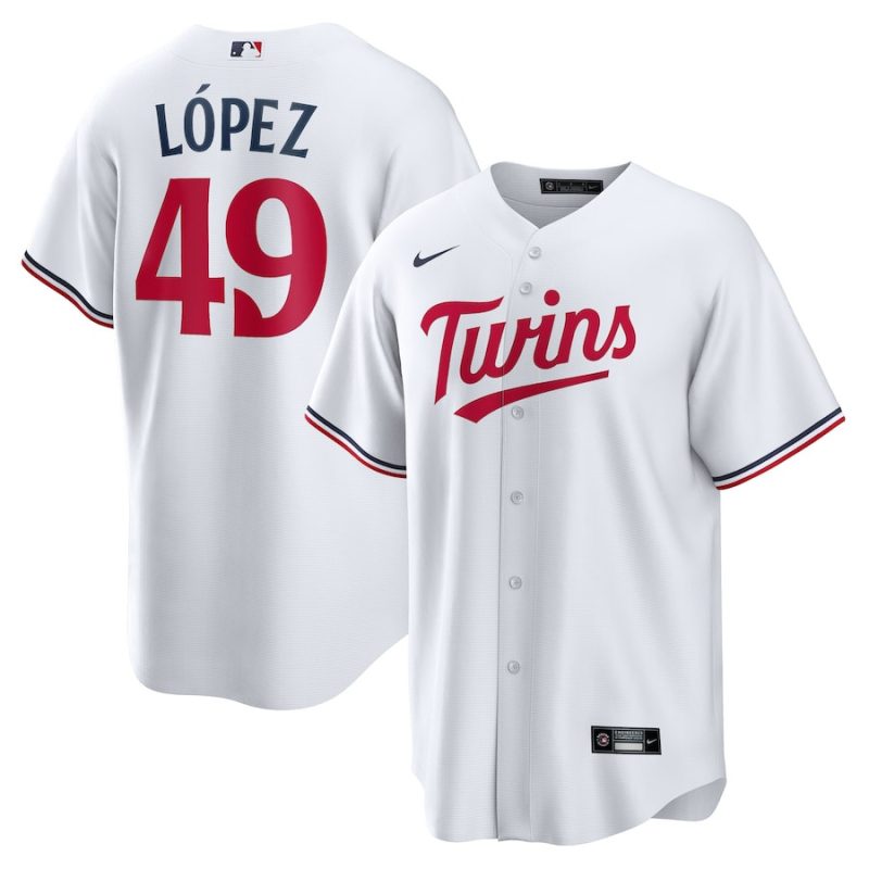 pablo lopez 49 minnesota twins team logo home men jersey white