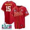 patrick mahomes 15 kansas city chiefs super bowl lvii patch men jersey red