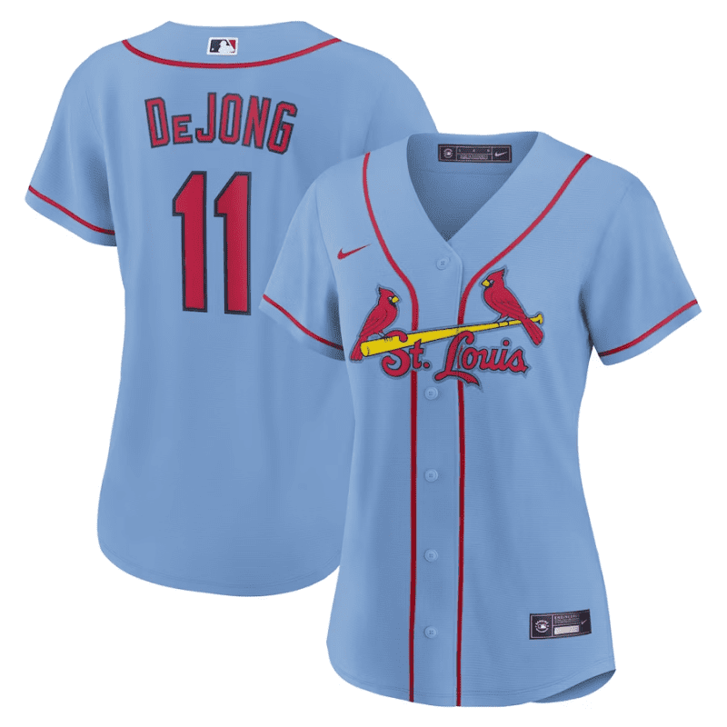 paul dejong 11 st louis cardinals women alternate jersey light blue