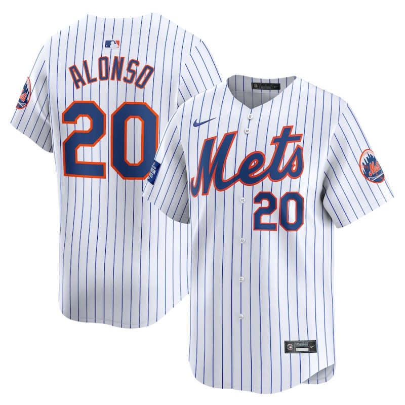 pete alonso 20 new york mets 2024 mlb world tour london series home limited player men jersey white