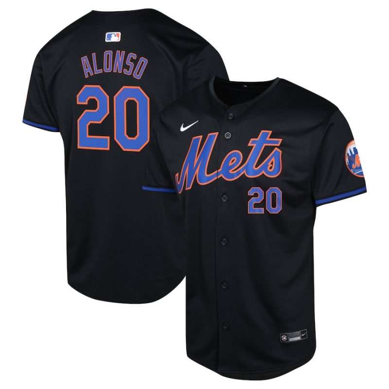 pete alonso 20 new york mets alternate limited youth jersey black