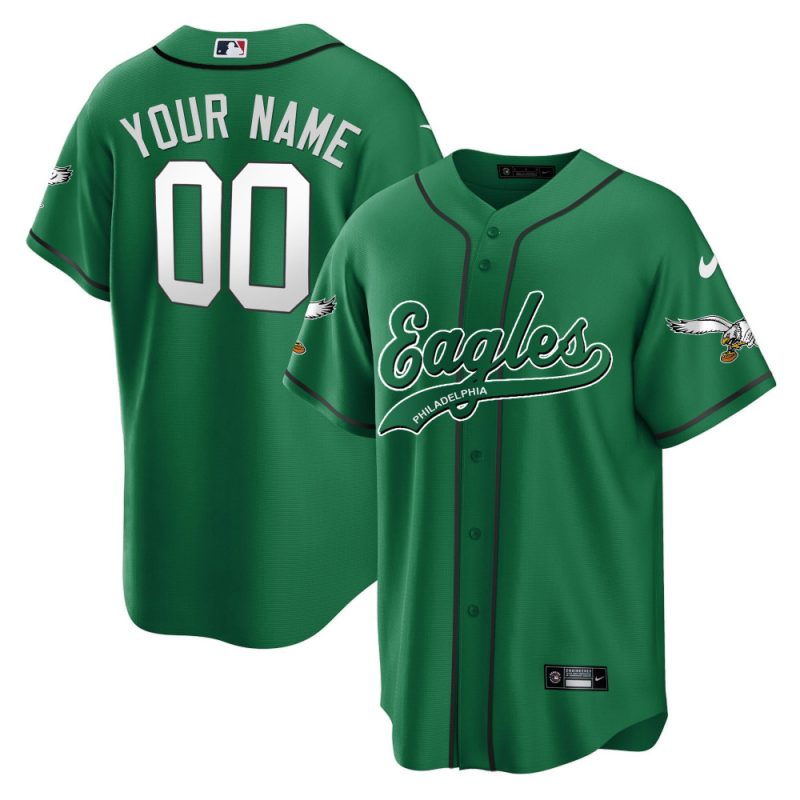 philadelphia eagles baseball custom men jersey kelly green