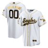 philadelphia eagles baseball custom men jersey white gold