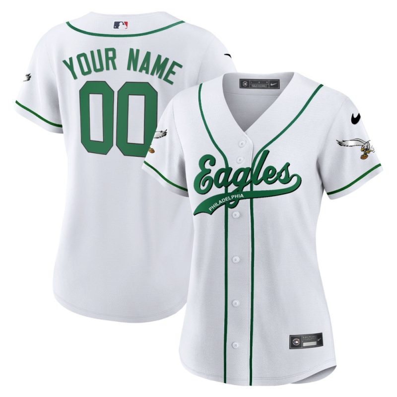 philadelphia eagles baseball custom women jersey white