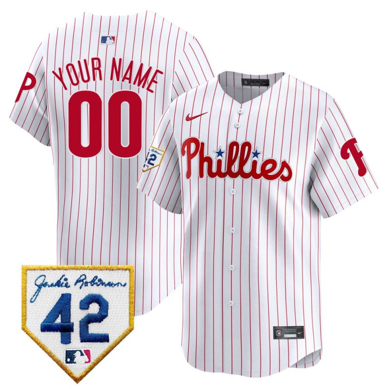 philadelphia phillies 2024 jackie robinson patch custom men jersey white