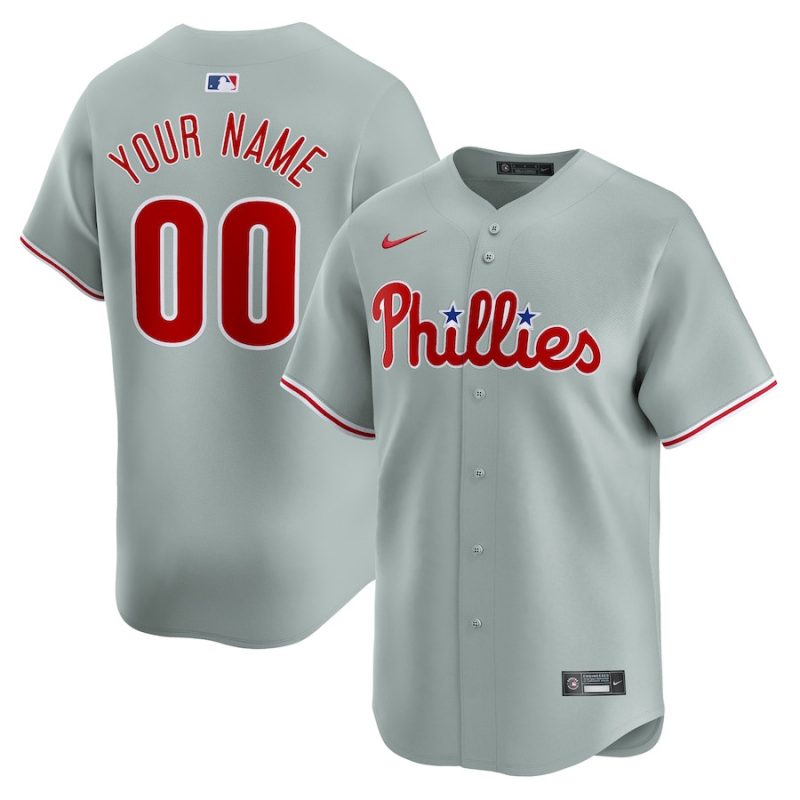 philadelphia phillies away limited custom men jersey gray