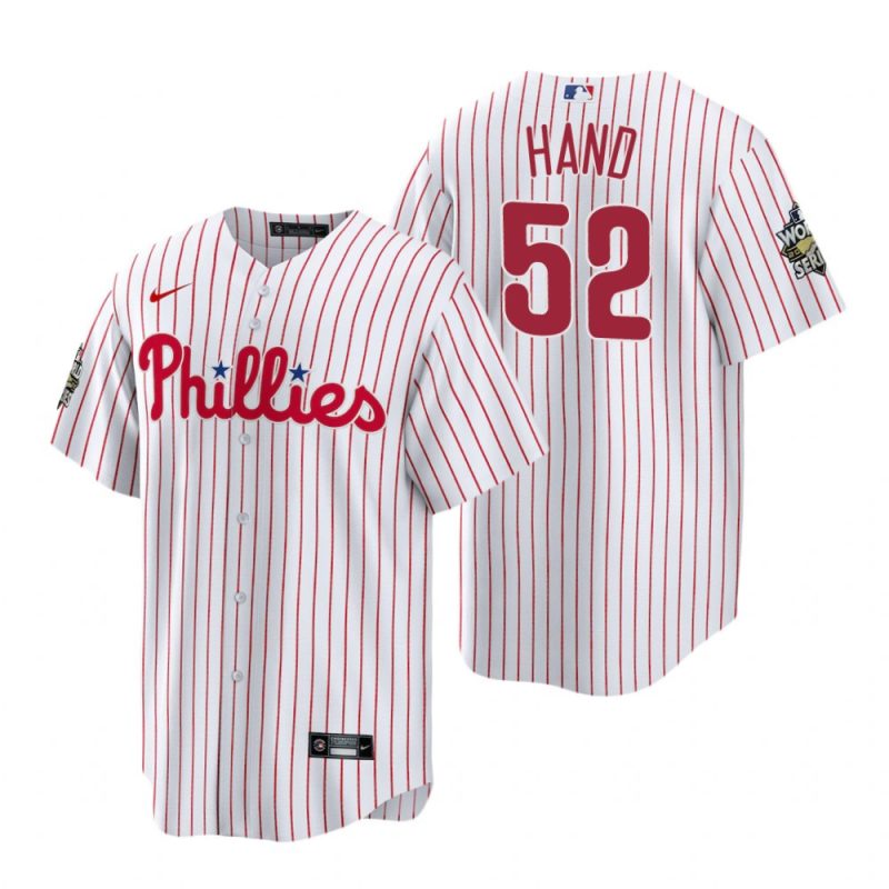 philadelphia phillies brad hand 52 white 2022 world series jersey