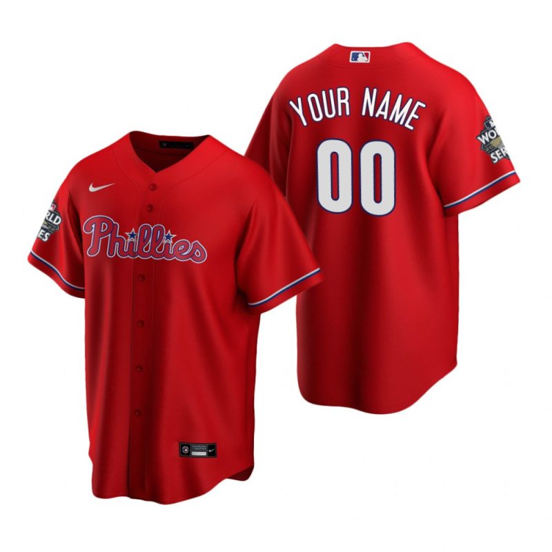 philadelphia phillies custom 00 red 2022 world series jersey