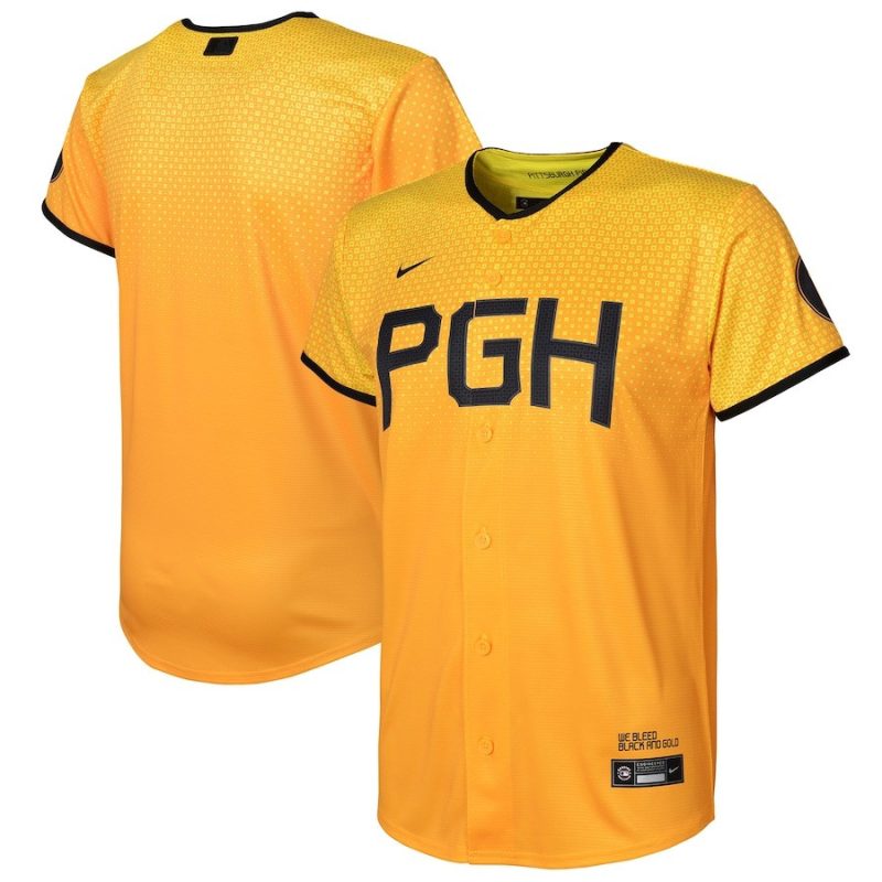 pittsburgh pirates 2023 city connect youth jersey gold