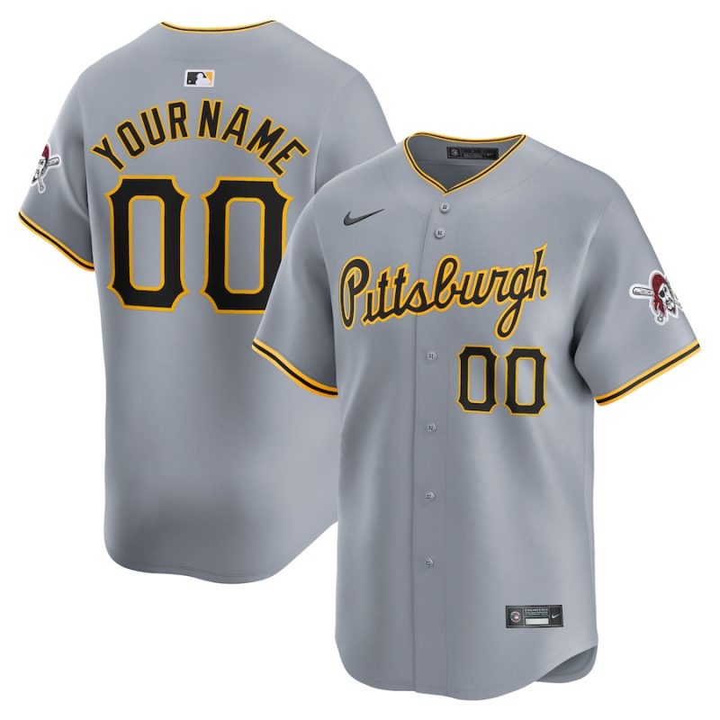 pittsburgh pirates away limited custom men jersey gray