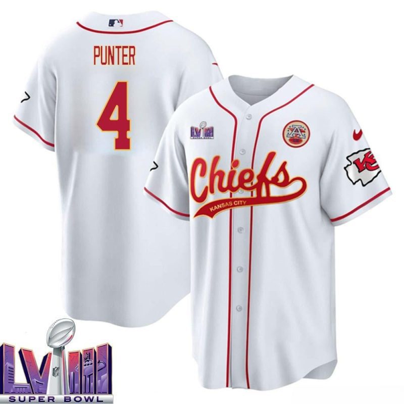 punter 4 kansas city chiefs super bowl lviii baseball men jersey white