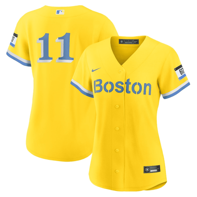 rafael devers 11 boston red sox womens city connect jersey gold