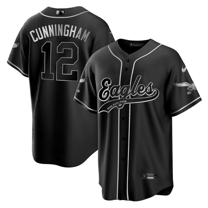 randall cunningham 12 philadelphia eagles baseball men jersey black silver