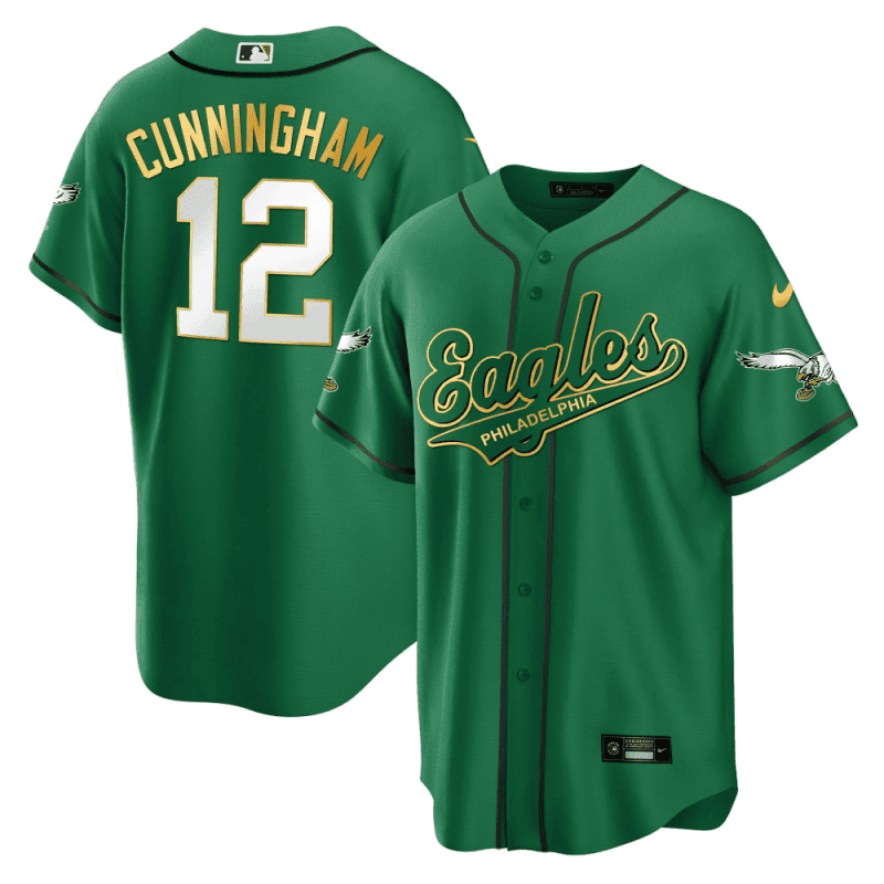 randall cunningham 12 philadelphia eagles baseball men jersey kelly gold trim