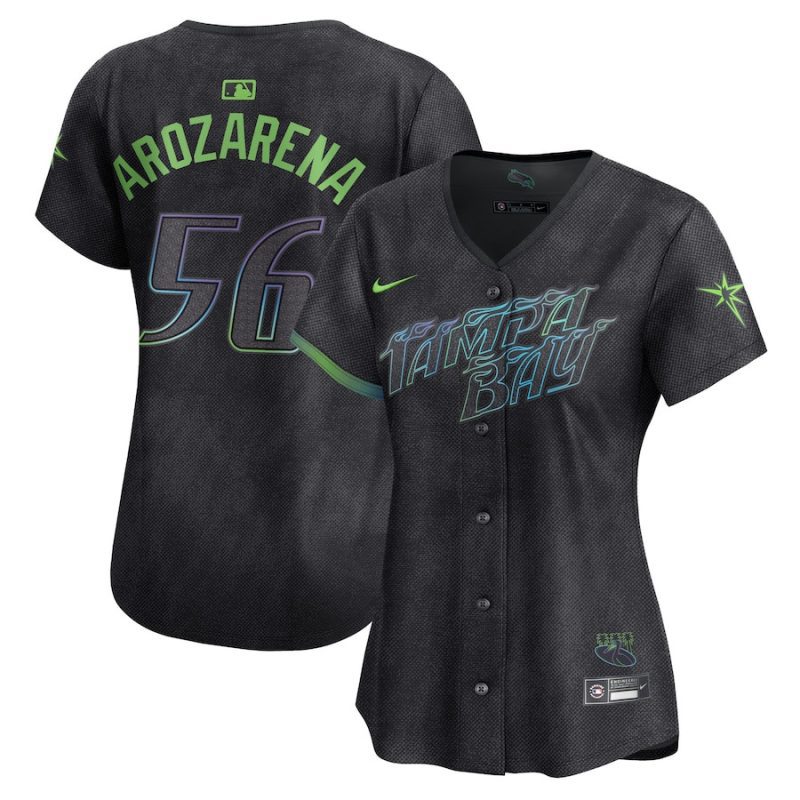 randy arozarena 56 tampa bay rays 2024 city connect limited women jersey charcoal