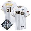 randy johnson 51 arizona diamondbacks 2023 world series men jersey white gold